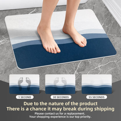 Aqua Dry Instant-Absorb Diatomite Stone Bath Mat - Non-Slip & Anti-Bacterial