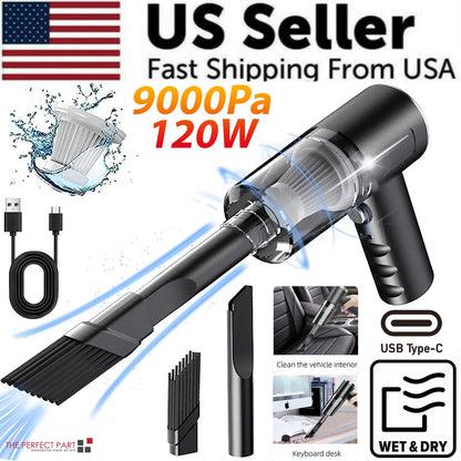 Swift Clean Pro Cordless Car Vacuum - 9000Pa High-Suction Handheld Cleaner