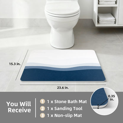Aqua Dry Instant-Absorb Diatomite Stone Bath Mat - Non-Slip & Anti-Bacterial