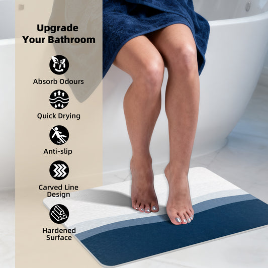 Aqua Dry Instant-Absorb Diatomite Stone Bath Mat - Non-Slip & Anti-Bacterial