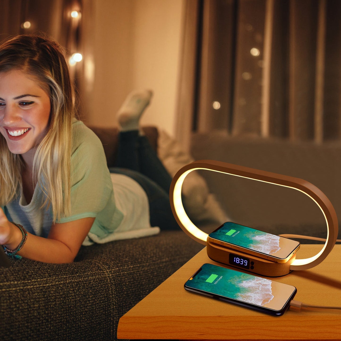 3-in-1 Smart Bedside Lamp - Touch Control with Wireless Charger & Digital Clock