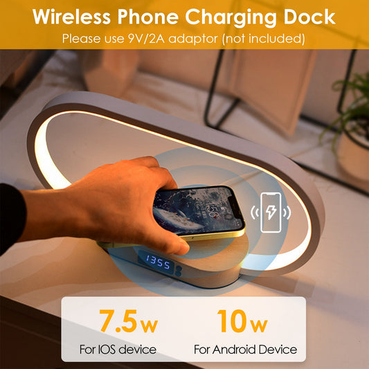 3-in-1 Smart Bedside Lamp - Touch Control with Wireless Charger & Digital Clock
