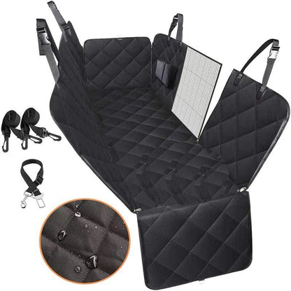Ultimate Heavy-Duty Dog Car Seat Cover - Waterproof Hammock with Mesh View Window & Safety Belts